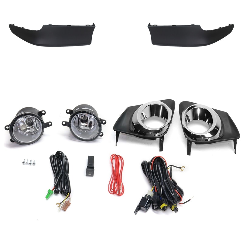 Fog Light Assembly for Toyota Corolla 2011-2013, Right (Passenger) and Left (Driver), 3-Piece Kit, Halogen, with Valance, Replacement