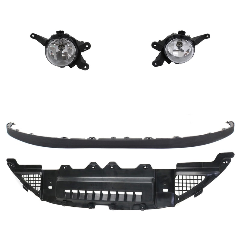 Front Lower Valance for Chevrolet Cruze 2011-2015 / Cruze Limited 2016, Right (Passenger) and Left (Driver) Sides, 4-Piece Kit, Original Equipment Comparable, with Fog Lights, Replacement