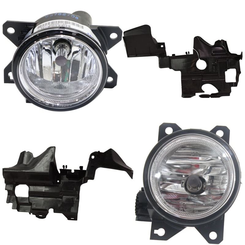 Front Lower Valance for Honda Civic 2017-2020, Right (Passenger) and Left (Driver), 4-Piece Kit, Original Equipment Comparable, with Fog Lights, Replacement