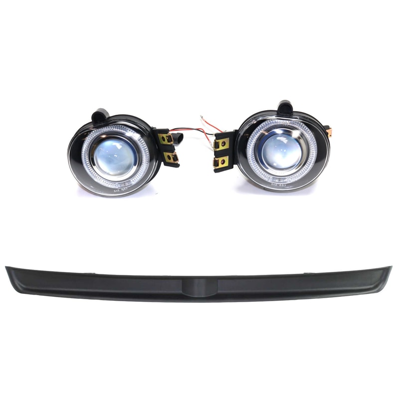Fog Light Kit for Dodge RAM 1500 2003-2008 / RAM 3500 2003-2009, Right (Passenger) and Left (Driver), 2-Piece Halo Project Type, Clear Lens Replacement