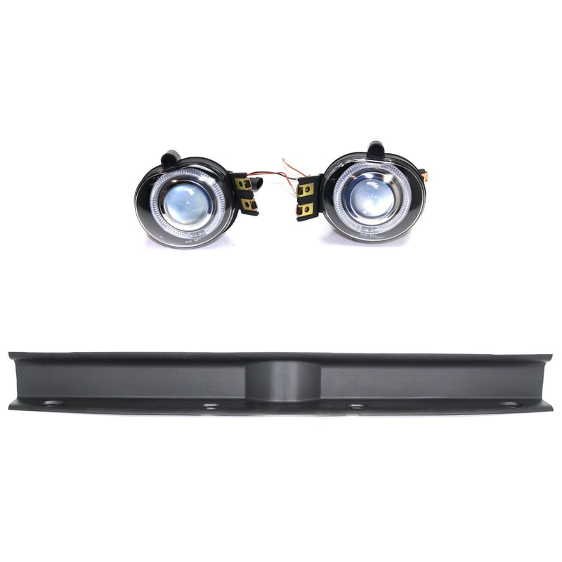 Fog Light Kit for Dodge Ram 1500 (2002-2008) and Ram 3500 (2003-2009), Right (Passenger) and Left (Driver), 2-Piece Halo Project Type, Clear Lens, Replacement