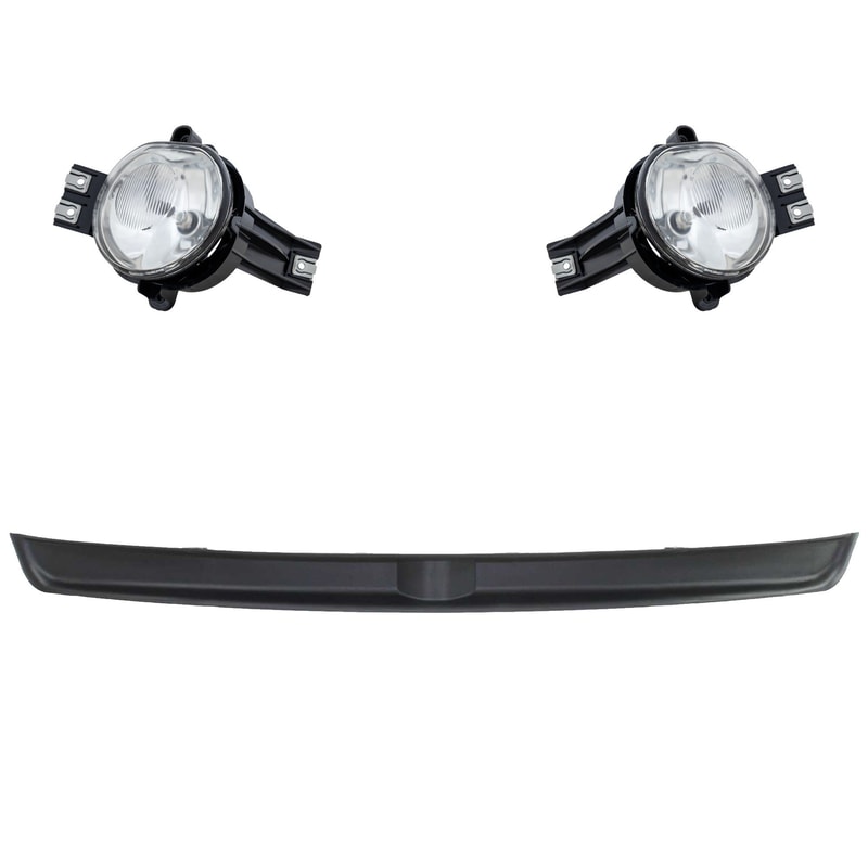 Front Bumper Molding Kit for Dodge Ram 1500 (2003-2008) / Ram 3500 (2003-2009), Right (Passenger) and Left (Driver), 3-Piece, Black, without Tow Hook Replacement