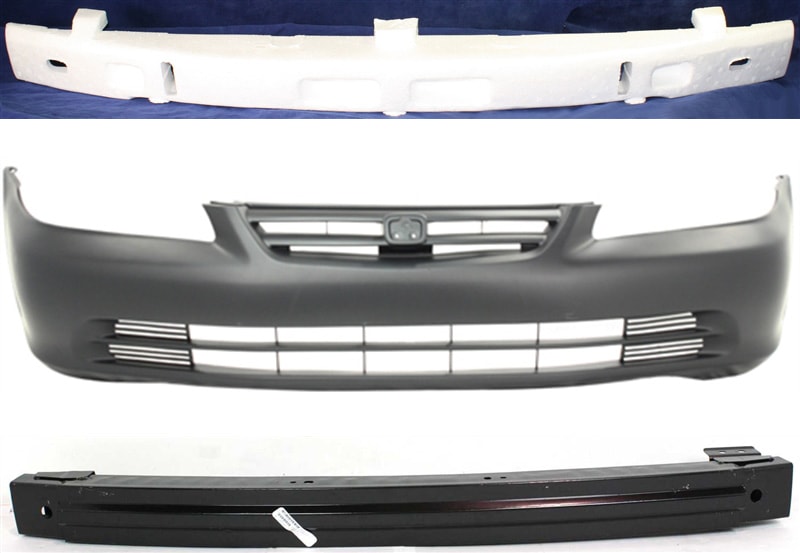 Front Bumper Cover Kit for 2001-2002 Honda Accord Sedan, 3-Piece with Bumper Absorber and Bumper Reinforcement, Replacement