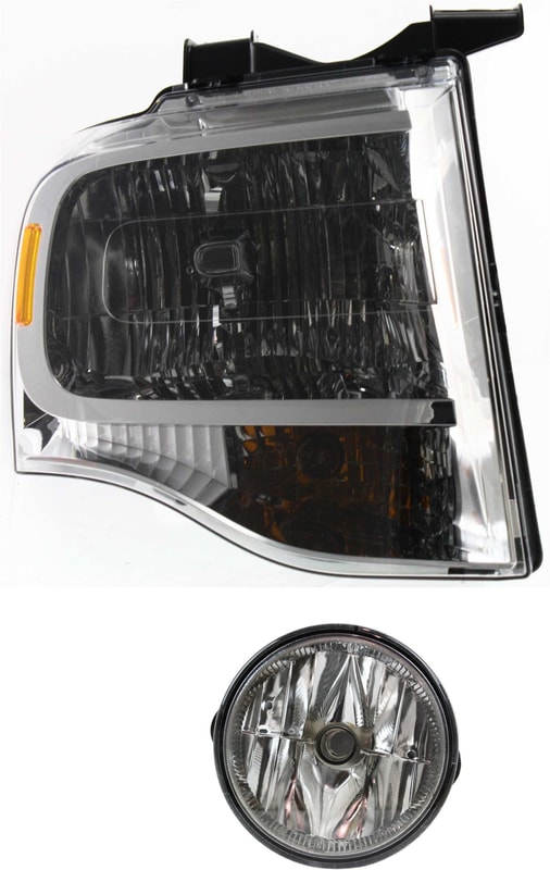Headlight Assembly for Ford Expedition 2007-2014, Right (Passenger), Halogen, 2-Piece kit, with Fog Light, Replacement