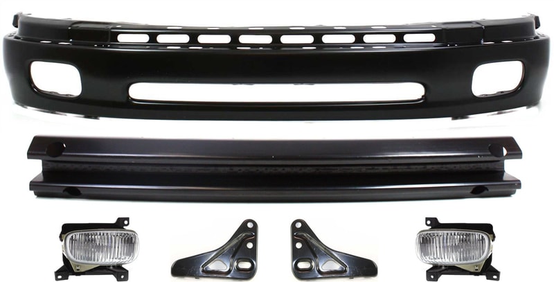 Front Bumper Lower 6-Piece Kit with Bumper Reinforcement, Bumper Brackets and Fog Lights for 2000-2003 Toyota Tundra - Direct Replacement