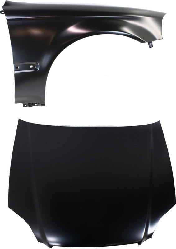 Hood Panel and Fender for 1996-1998 Honda Civic, 2-Piece Kit, Replacement Auto Part