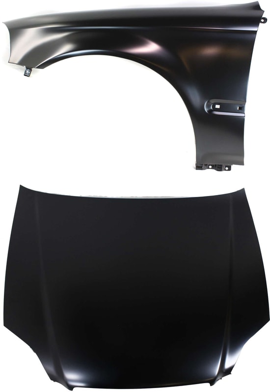 Hood Panel and Fender Kit for 1996-1998 Honda Civic, 2-Piece Set, Replacement