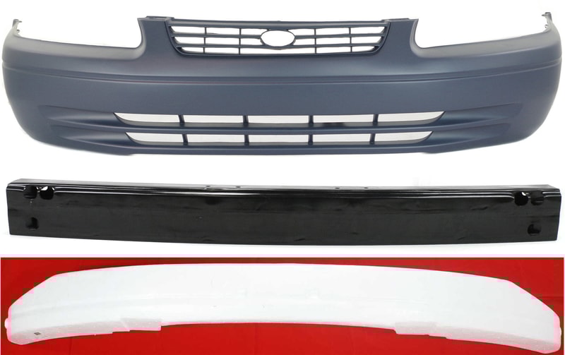 Front Bumper Cover Kit for 1999 Toyota Camry, 3-Piece Set includes Bumper Absorber and Bumper Reinforcement, Replacement