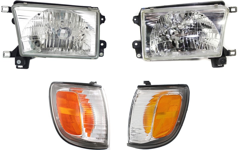 Headlight Assembly Kit for 1999-2002 Toyota 4Runner, Right (Passenger) and Left (Driver), Halogen, 4-Piece with Corner Lights, Replacement