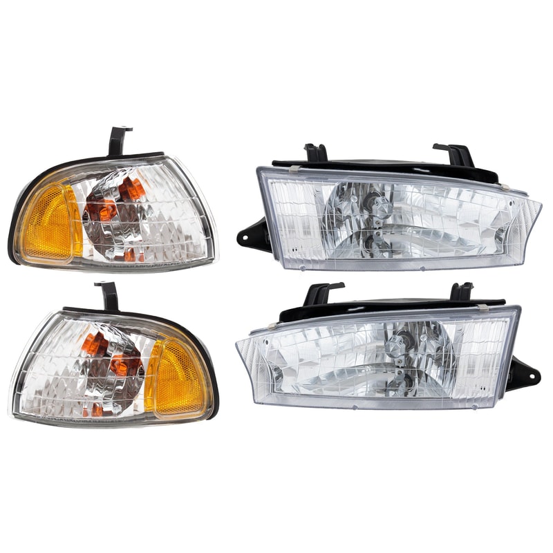 Headlight Assembly Kit for 1997-1999 Subaru Legacy, Right (Passenger) and Left (Driver) Halogen Headlights, 4-Piece Kit with Turn Signal Lights, Replacement