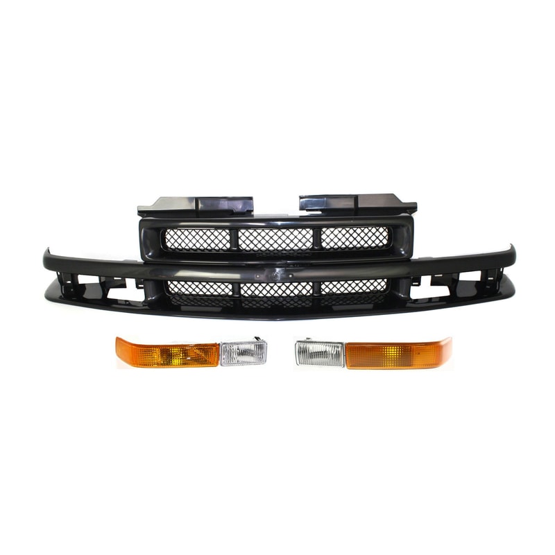 3-Piece Grille Kit with Turn Signal Lights for Chevrolet Blazer 2001-2005 / S10 1998-2003 Replacement