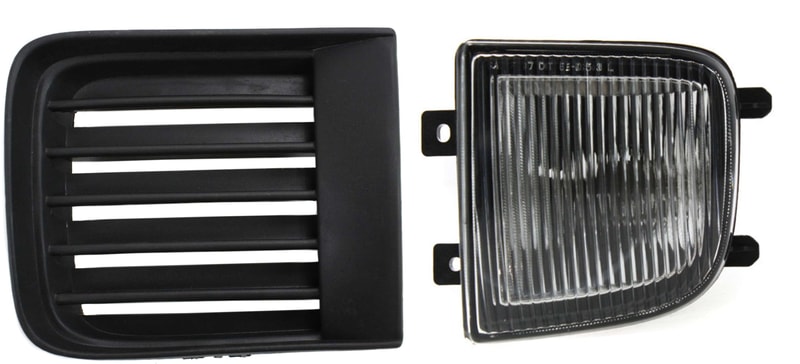 Fog Light Assembly for Nissan Pathfinder 1999-2004, Left (Driver) Side, 2-Piece Kit, Includes Bumper Grille, Halogen, Replacement