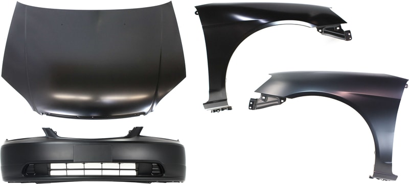 4-Piece Hood Panel, Bumper Cover, and Fenders Kit for 2001-2003 Honda Civic - Replacement Auto Parts