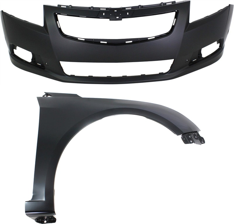 Front Bumper Cover for Chevrolet Cruze 2011-2014, 2-Piece Kit with Fender, Replacement
