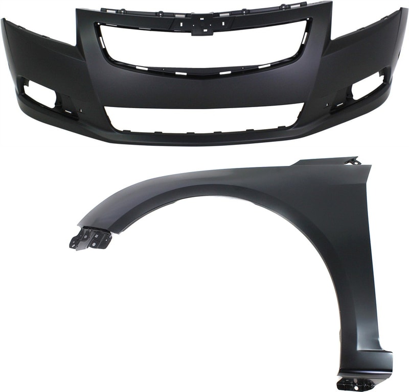 Front Bumper Cover for Chevrolet Cruze 2011-2014, 2-Piece Kit, with Fender Replacement