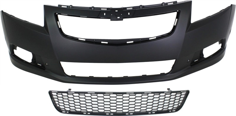 Front Bumper Cover Kit for Chevrolet Cruze 2011-2014, Primed (Ready to Paint), 2-Piece with Bumper Grille Replacement
