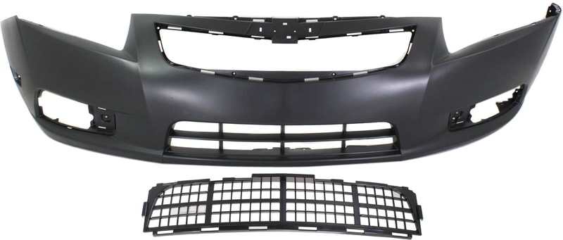 Front Bumper Cover for Chevrolet Cruze 2011-2014, 2-Piece Kit with Bumper Grille, Replacement