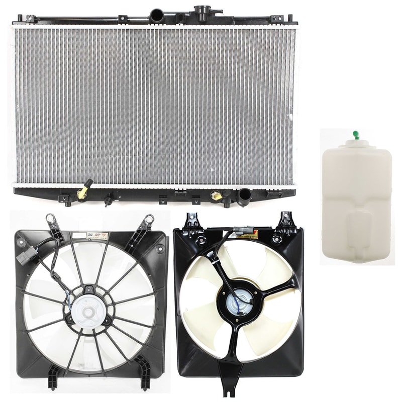 Cooling Fan Assembly Kit for 1998-2002 Honda Accord, 4-Piece, 4 Cylinder, 2.3L, with Right (Passenger) and Left (Driver) Side Fans and Coolant Tank, Replacement