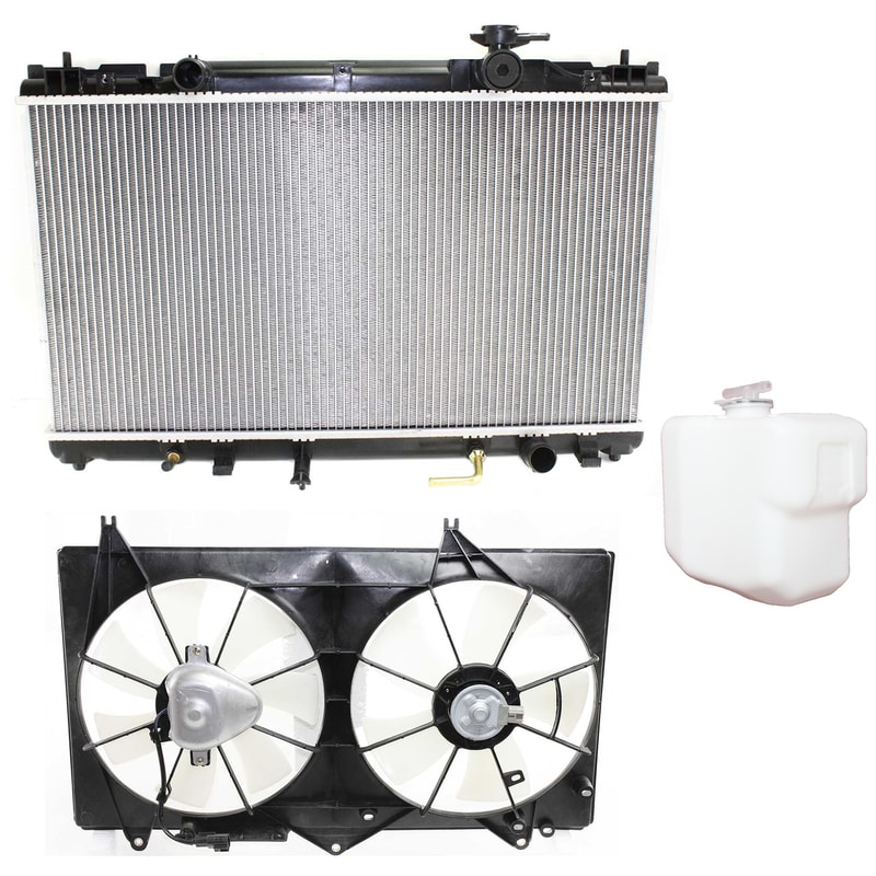 Radiator and Fan Kit for Toyota Camry 2002-2006, Solara 2004-2008, 3-Piece Set, 4 Cylinder, 2.4L with Coolant Tank, Replacement