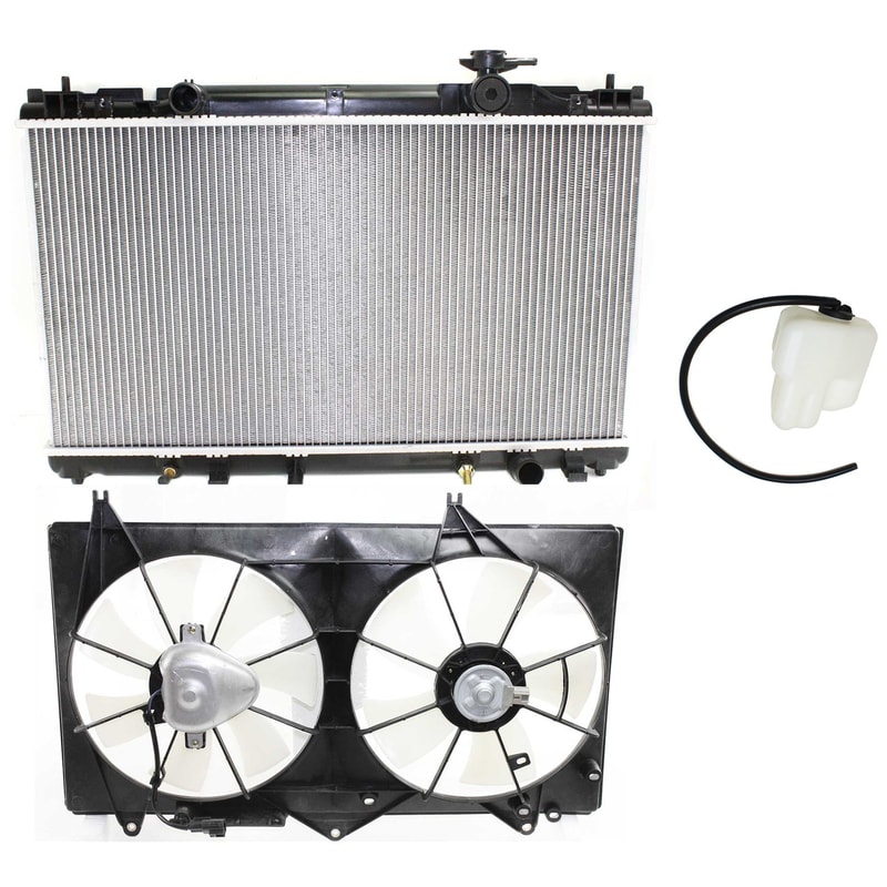 Radiator and Fan Kit for Toyota Camry 2002-2004, 3-Piece Kit, 4 Cylinder, 2.4L, with Coolant Tank Replacement