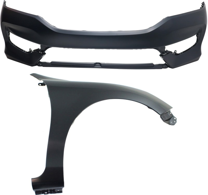 Front Bumper Cover for Honda Accord 2016-2017, 2-Piece Kit with Right (Passenger) Fender Replacement