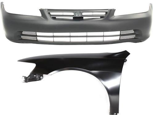 Front Bumper Cover and Front Fender for 2001-2002 Honda Accord, Left (Driver), 2-Piece Kit, Replacement
