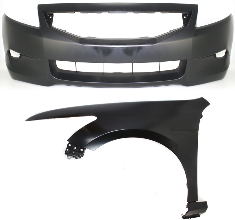 Front Bumper Cover for Honda Accord 2008-2010, 2-Piece Kit with Left (Driver) Fender Replacement