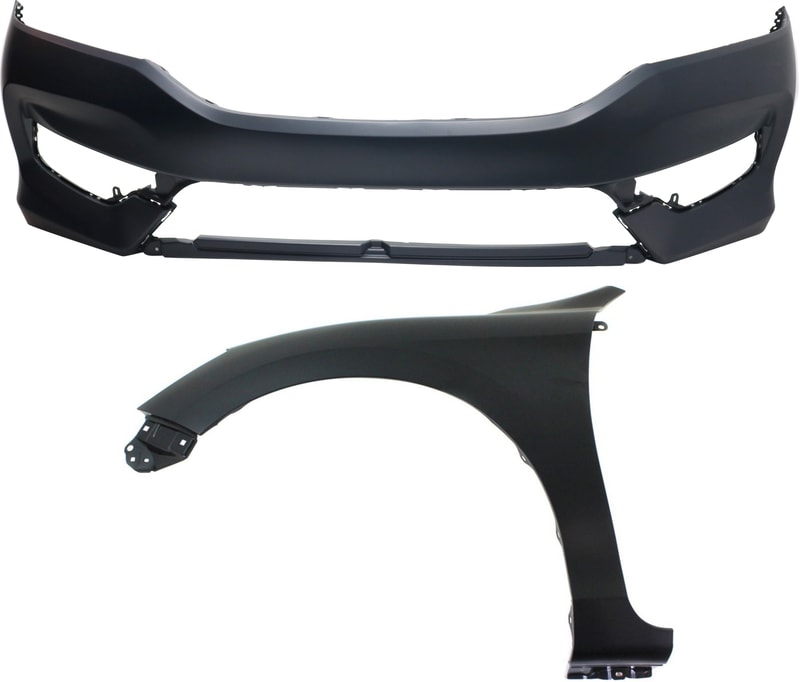 Front Bumper Cover Kit for 2016-2017 Honda Accord, 2-Piece with Left (Driver) Side Fender Replacement
