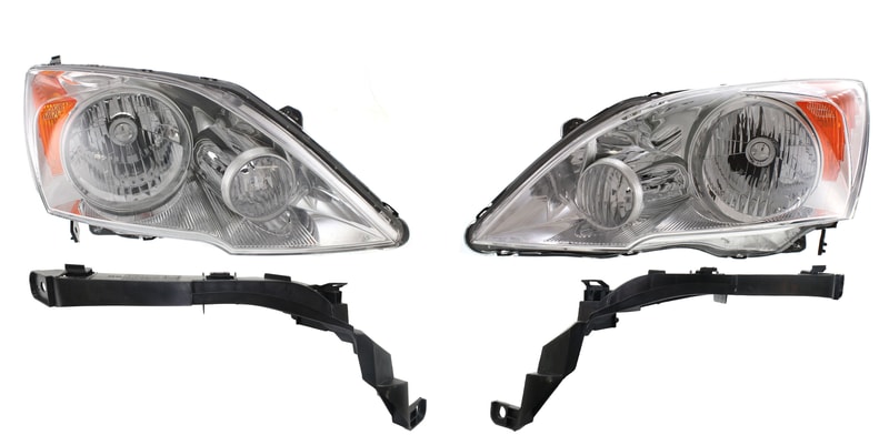 Headlight Kit for 2007-2011 Honda CR-V, Right (Passenger) and Left (Driver) without Bulbs, 4-Piece Set with Headlight Brackets, Replacement
