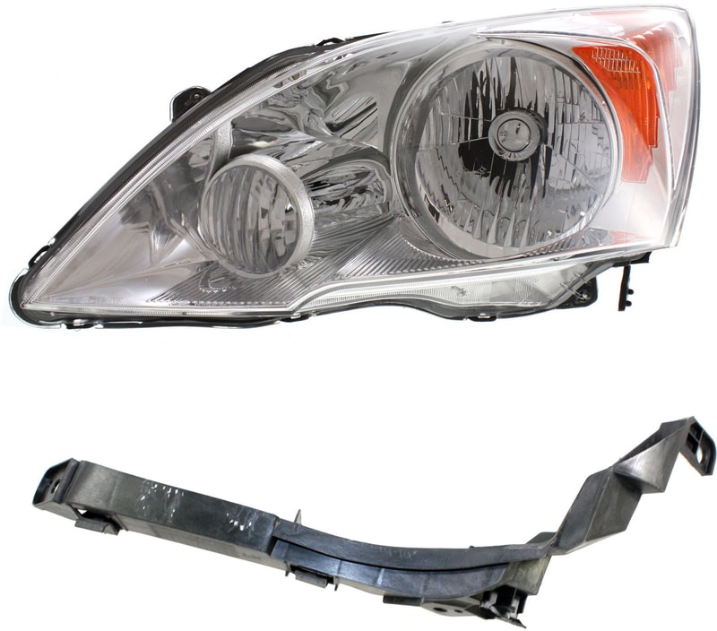 Headlight for Honda CR-V (2007 - 2011), Left (Driver) Side, without Bulb, 2-Piece Kit, Includes Headlight Bracket, Replacement