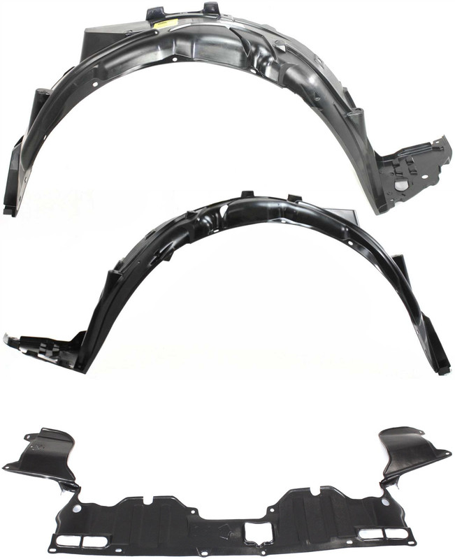 Front Fender Liner for Honda Civic, 2006-2011, Right (Passenger) and Left (Driver) with Engine Splash Shield, 3-Piece Kit, Replacement
