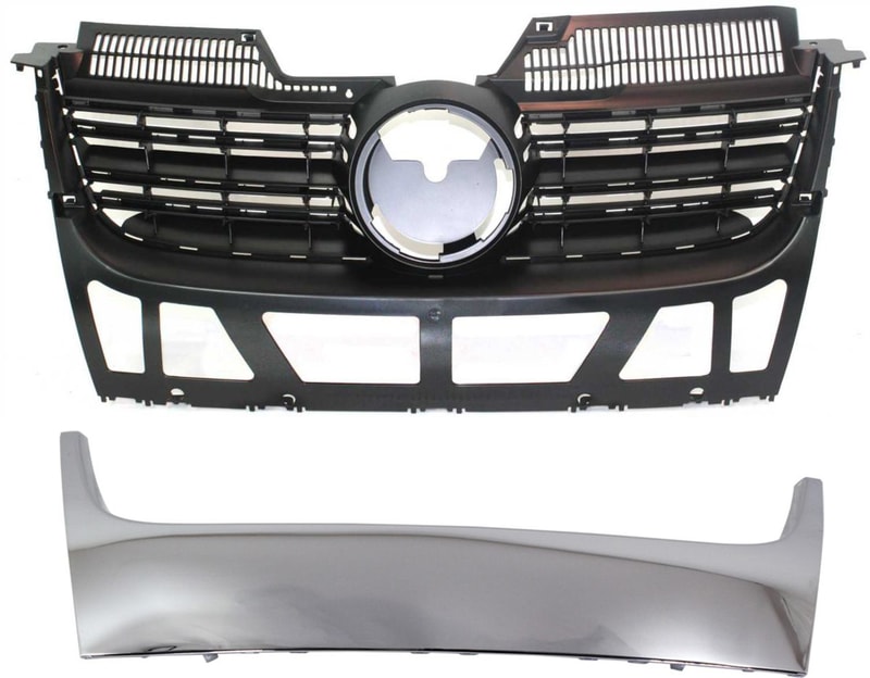 Lower Grille Molding Kit for Volkswagen Jetta 2005-2010, 2-Piece Set with Grille, Replacement