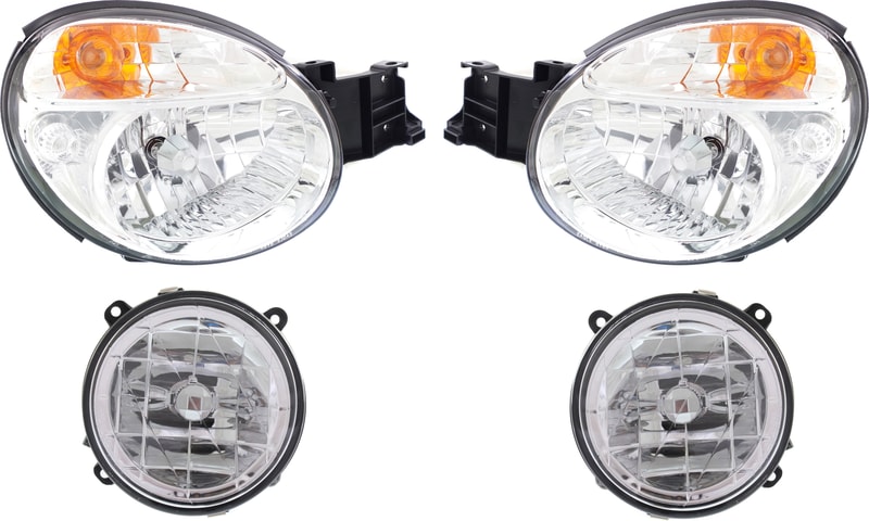 Headlight Kit for 2002-2003 Subaru Impreza, Includes Right (Passenger) and Left (Driver) Headlights with Bulbs, 4-Piece Kit, Comes with Fog Lights, Replacement