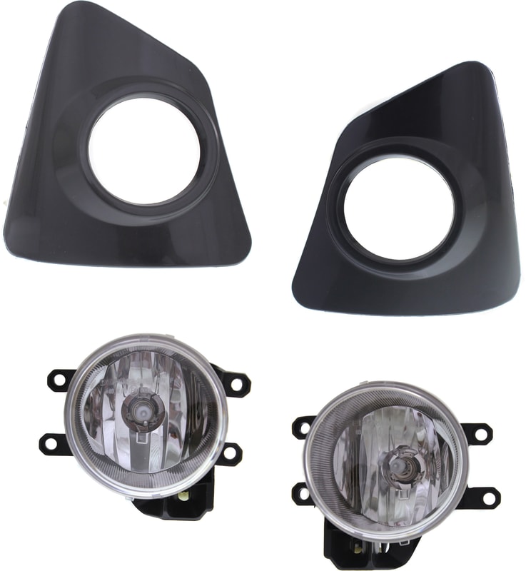Fog Light Assembly for Lexus Corolla 2014-2016, Right (Passenger) and Left (Driver), 4-Piece kit, Halogen, Includes Fog Light Trim, Replacement