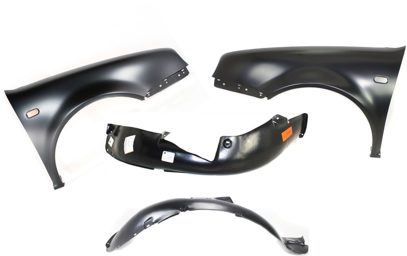 Front Fender Kit for Volkswagen Golf 1999-2006, Includes Right (Passenger) and Left (Driver) Fenders with Fender Liners, 4-Piece Set, Replacement