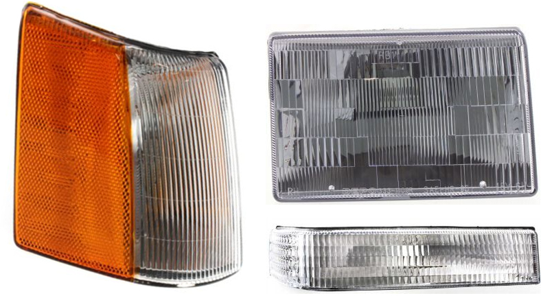 Headlight Assembly Kit for Jeep Grand Cherokee 1997-1998, Right (Passenger) Side, Halogen, 3-Piece Set with Corner Light and Turn Signal Light, Replacement
