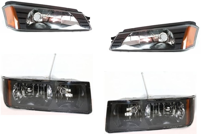Headlight Kit for Chevrolet Avalanche 1500/2500, 2002-2006, Right (Passenger) and Left (Driver) with Bulbs, 4-Piece kit, with Turn Signal Lights Replacement