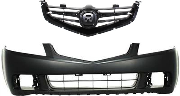 Front Bumper Cover 2-Piece Kit for 2004-2005 Acura TSX, Primed (Ready to Paint), Includes Grille, Auto Replacement