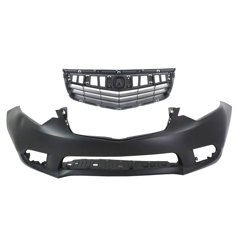 Front Bumper Cover for 2011-2014 Acura TSX, 2-Piece Kit, Primed (Ready to Paint) with Grille Assembly, Replacement