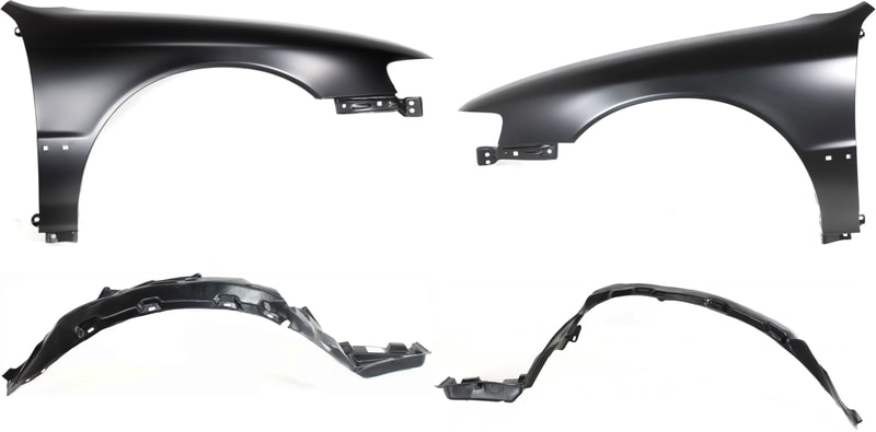Front Fender Kit for 1994-1997 Honda Accord, Right (Passenger) and Left (Driver), 4-Piece with Fender Liners, Replacement