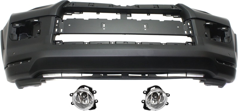 Front Bumper Cover for Toyota 4Runner 2014-2018, Primed (Ready to Paint), 3-Piece Kit with Fog Lights Replacement