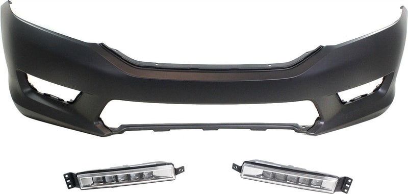 Front Bumper Cover for Honda Accord 2014-2015, Primed (Ready to Paint), 3-Piece Kit, with Fog Lights, Sedan, Replacement