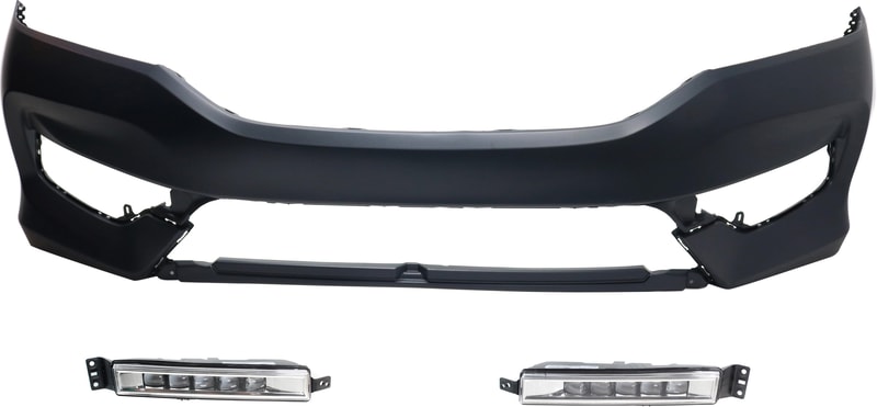 Front Bumper Cover for Honda Accord 2016-2017, Primed (Ready to Paint), 3-Piece Kit with Fog Lights, Replacement