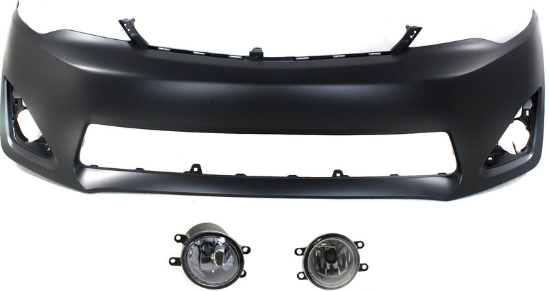 Front Bumper Cover for 2012-2014 Toyota Camry, 3-Piece Kit, Primed (Ready to Paint), with Fog Lights, Replacement