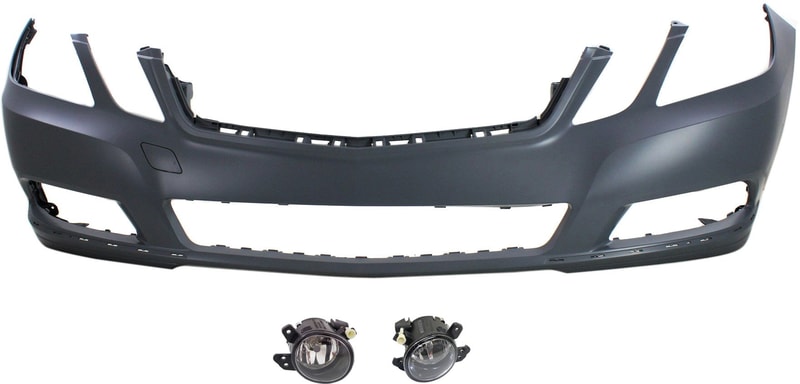 Front Bumper Cover Kit for Mercedes-Benz E350 2011-2013, 3-Piece with Fog Lights, Replacement
