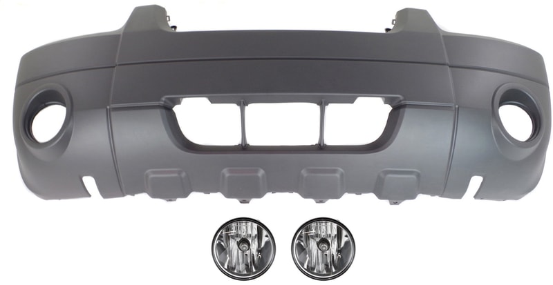 Front Bumper Cover for Ford Escape 2007, 3-Piece Kit with Fog Lights, Replacement