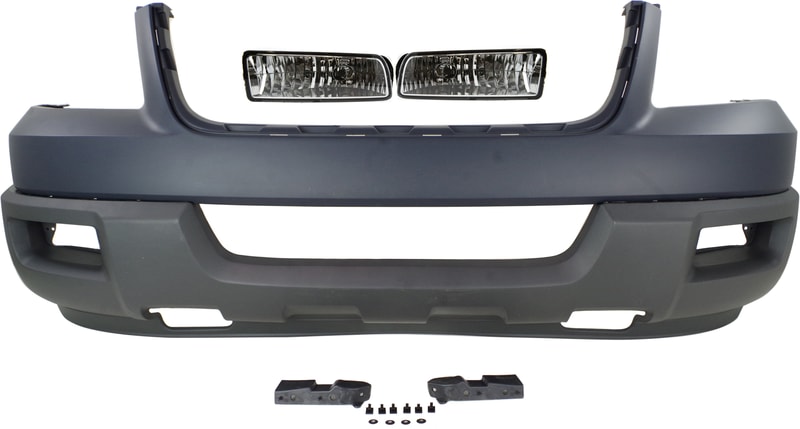 Front Bumper Cover for 2003 Ford Expedition, 3-Piece Kit with Fog Lights, Replacement