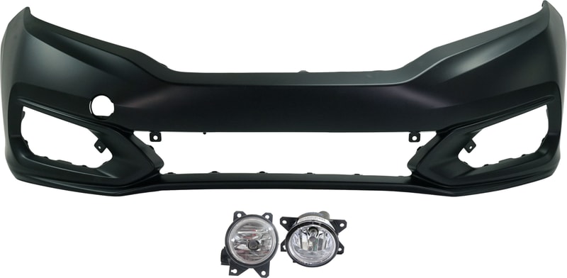 Front Bumper Cover for Honda Fit 2018-2020, 3-Piece Kit, Primed (Ready to Paint) with Fog Lights, Replacement