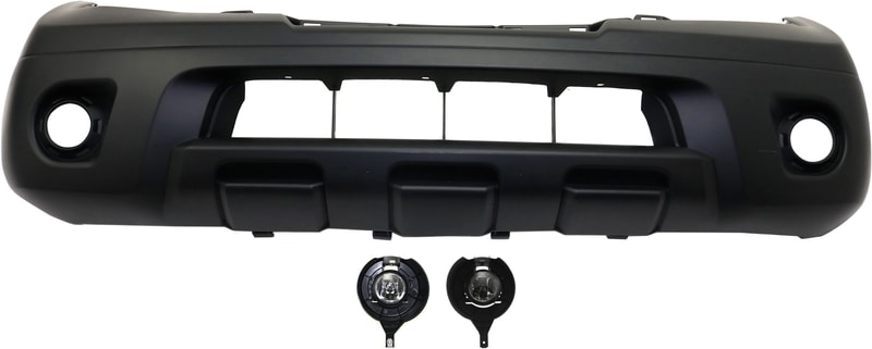 Front Bumper Cover for 2009-2021 Nissan Frontier, 3-Piece Kit with Fog Lights, Replacement