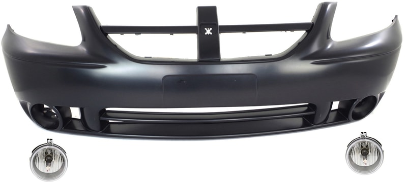 Front Bumper Cover Kit for Dodge Caravan/Grand Caravan 2005-2007, 3-Piece Set with Fog Lights, Replacement